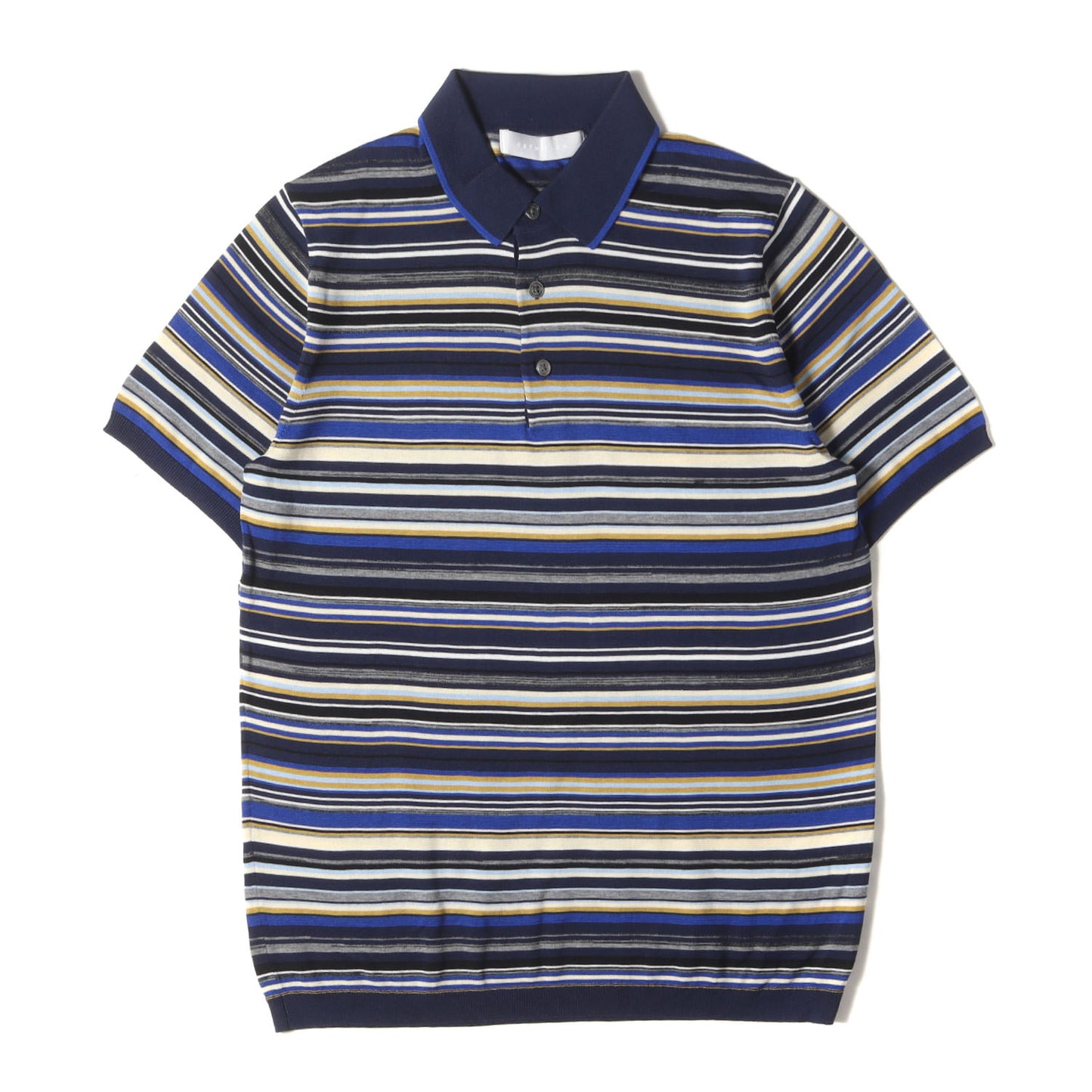 22SS マルチボーダー コットン ニット ポロシャツ (11-200-12-050015)