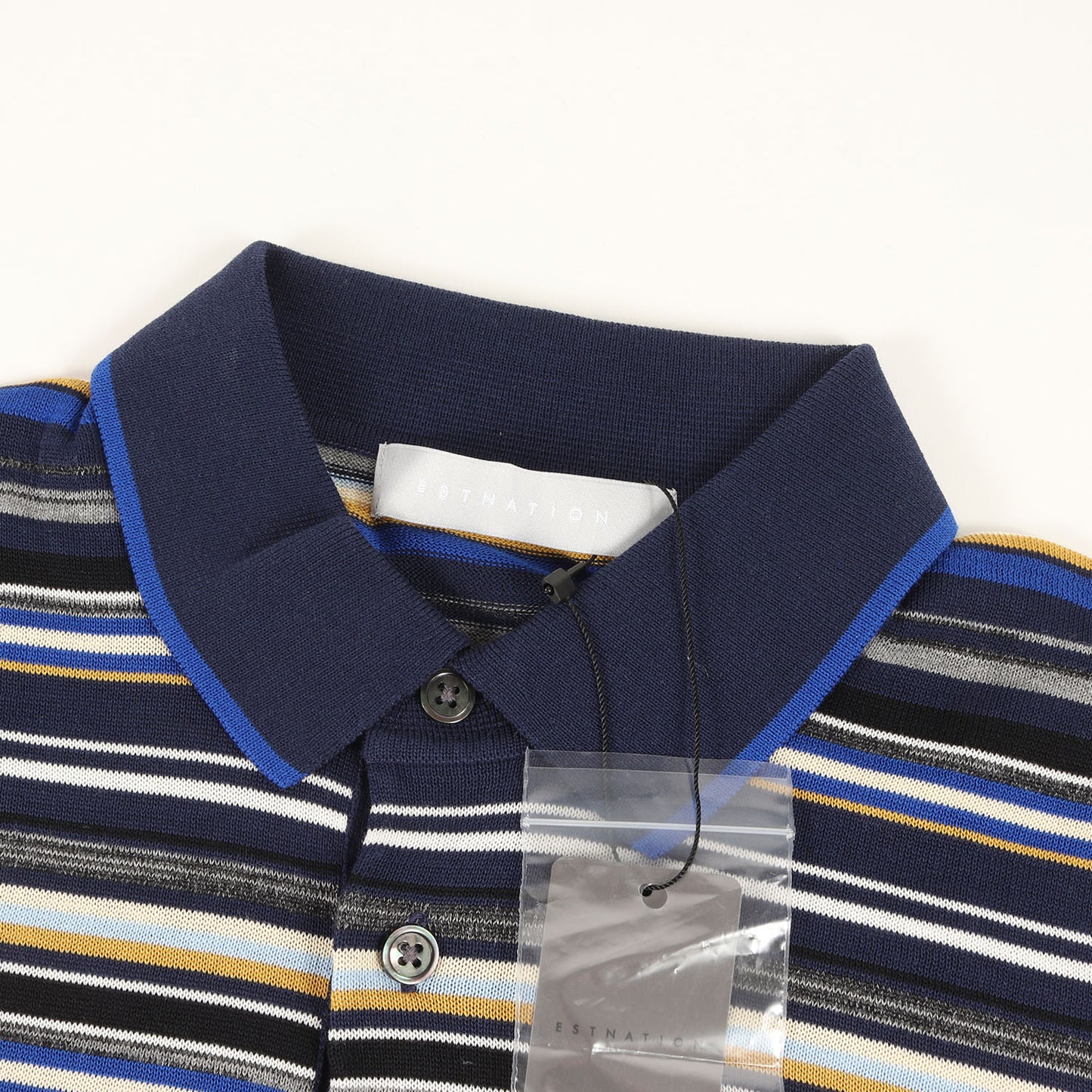 22SS マルチボーダー コットン ニット ポロシャツ (11-200-12-050015)