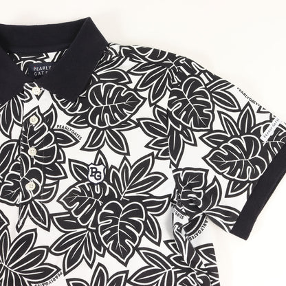 ボタニカル 総柄 プリント 鹿の子 ポロシャツ (053-0160538) / MADE IN JAPAN