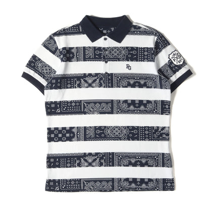 ペイズリー ボーダー プリント 鹿の子 ポロシャツ (053-0160303) / MADE IN JAPAN