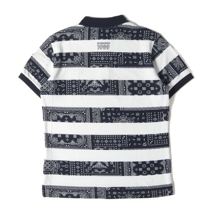 ペイズリー ボーダー プリント 鹿の子 ポロシャツ (053-0160303) / MADE IN JAPAN