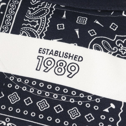 ペイズリー ボーダー プリント 鹿の子 ポロシャツ (053-0160303) / MADE IN JAPAN