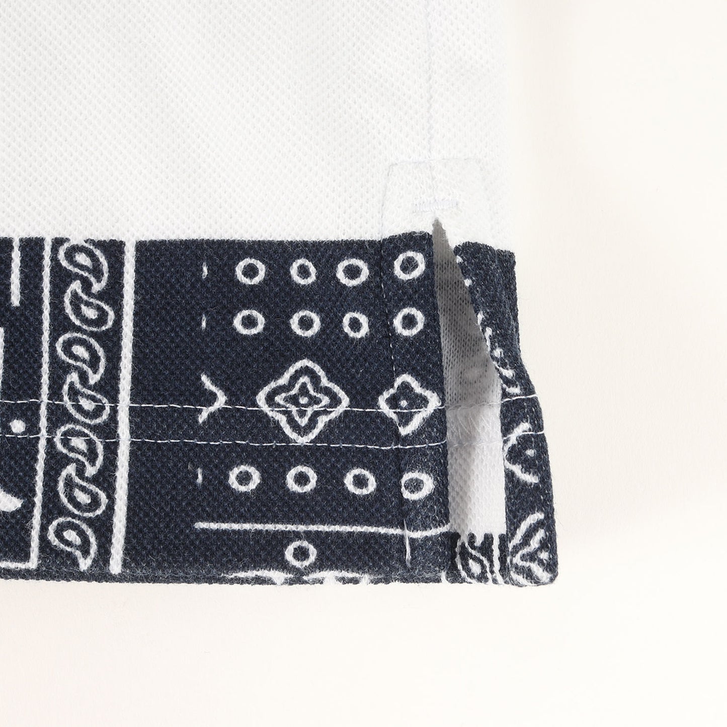 ペイズリー ボーダー プリント 鹿の子 ポロシャツ (053-0160303) / MADE IN JAPAN