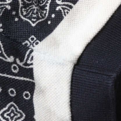 ペイズリー ボーダー プリント 鹿の子 ポロシャツ (053-0160303) / MADE IN JAPAN