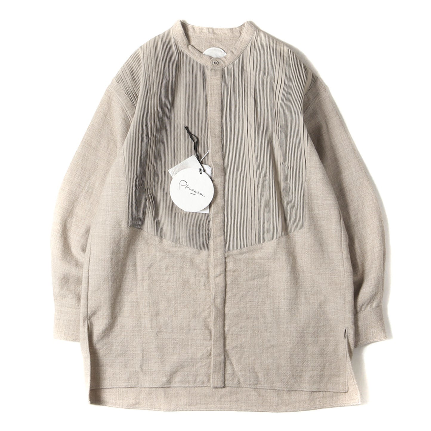 バンドカラー ピンタック プリーツ シャツ (Tops Amy IF-PH19AW-M1)