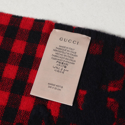 GG ジャガード ブロック チェック ウール ニット マフラー (GG JACQUARD WOOL SCARF 644365 4G718)