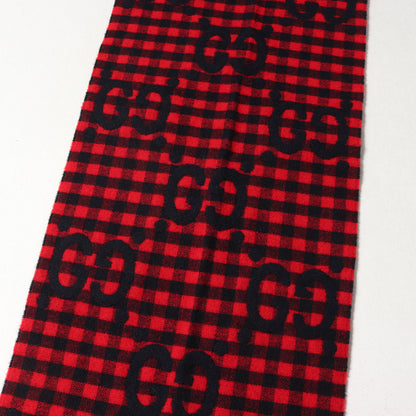 GG ジャガード ブロック チェック ウール ニット マフラー (GG JACQUARD WOOL SCARF 644365 4G718)