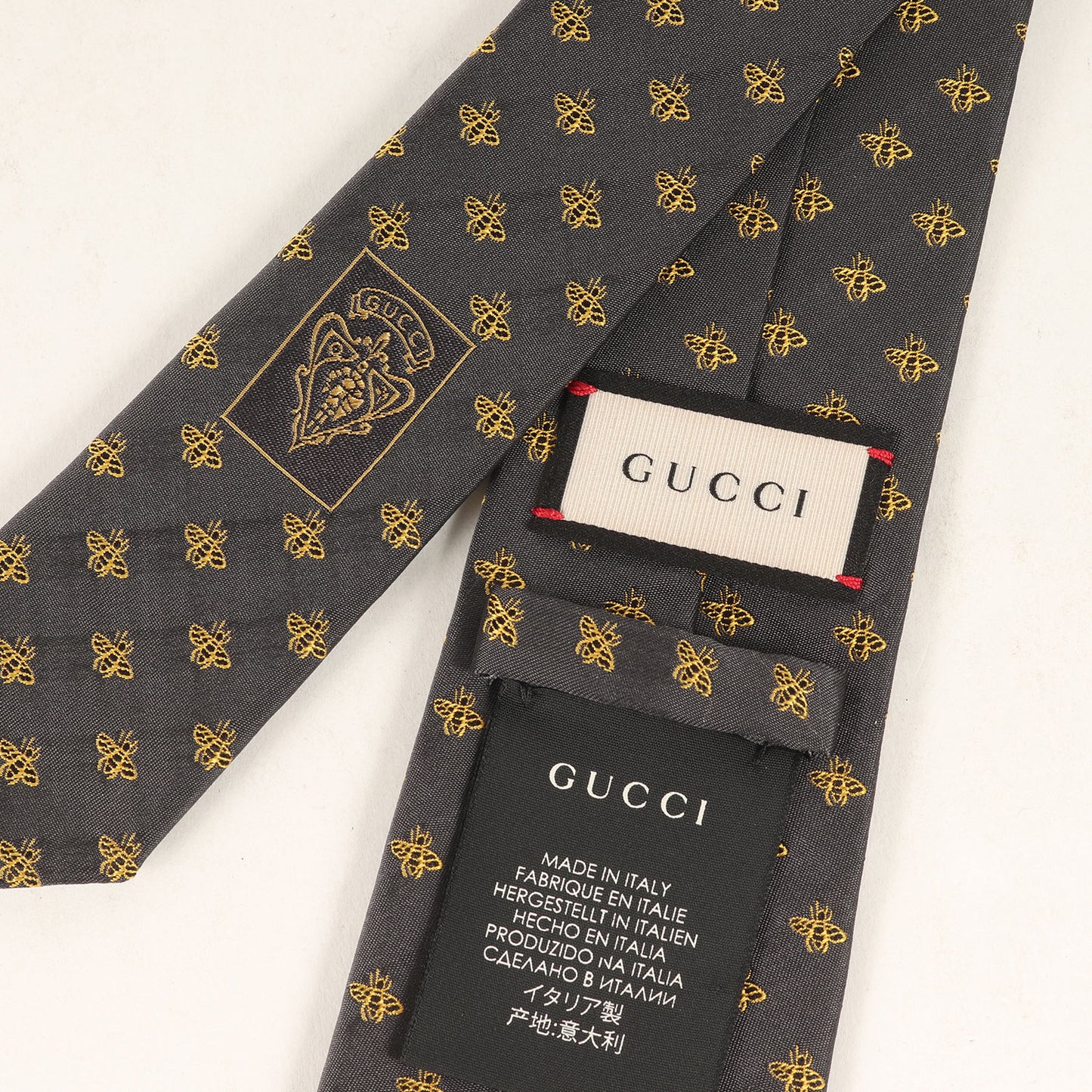 bee ジャガード シルク ネクタイ (Checked bee jacquard silk tie 406352 4E002 562827)