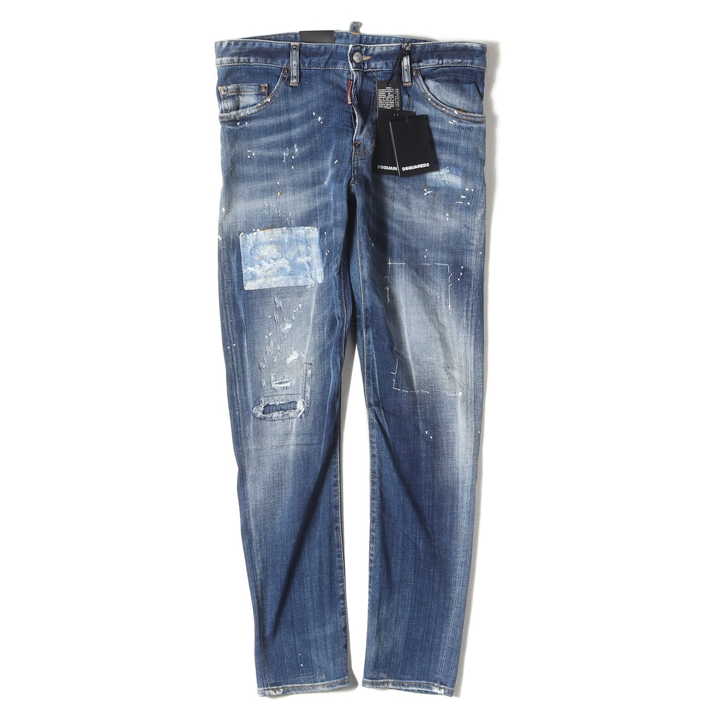 ペイント ダメージ加工 スリム テーパード ストレッチ デニム パンツ (SEXY TWIST JEAN S74LA0702) / ボタンフライ