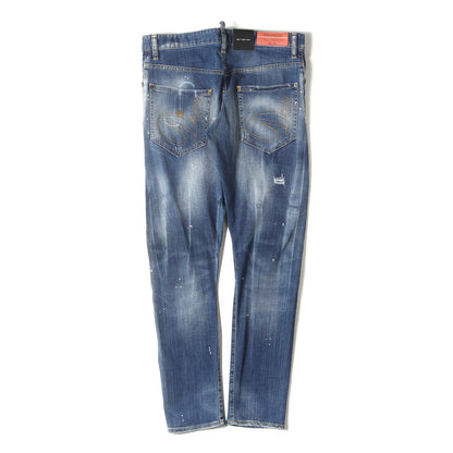 ペイント ダメージ加工 スリム テーパード ストレッチ デニム パンツ (SEXY TWIST JEAN S74LA0702) / ボタンフライ