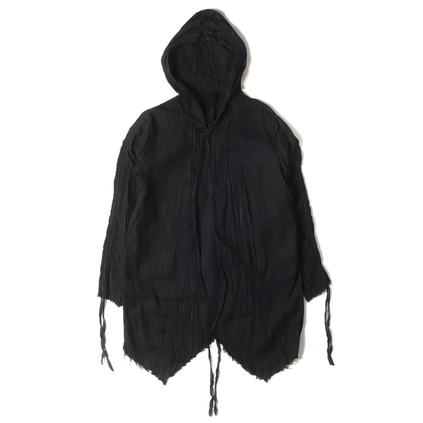 製品染め フーデッド リネン 変型 カーディガン (HOODED LINEN CARDIGAN)