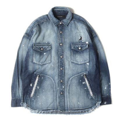 24SS ペイント ダメージ加工 オーバーサイズ デニム シャツ (OVER DENIM SHIRTS RC29-SH-001)