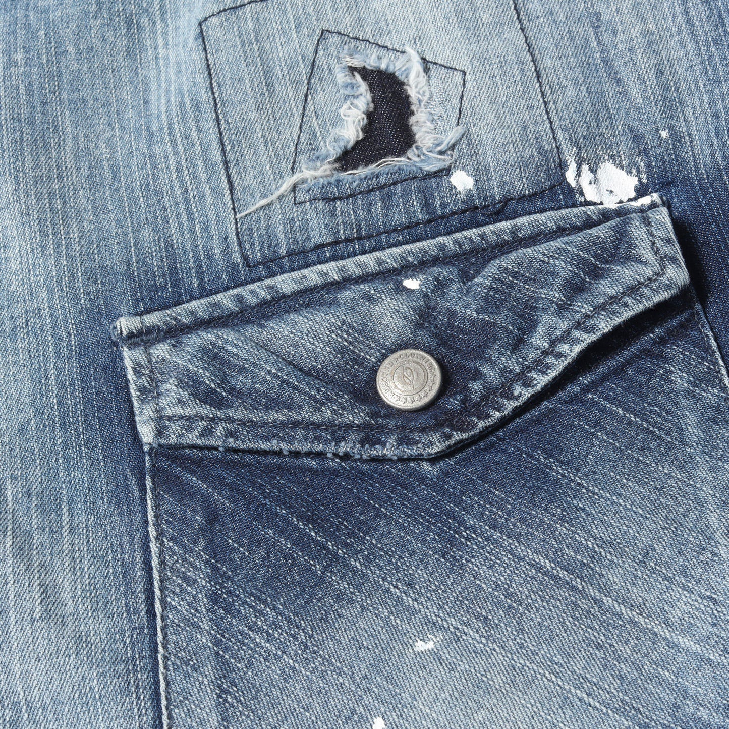 24SS ペイント ダメージ加工 オーバーサイズ デニム シャツ (OVER DENIM SHIRTS RC29-SH-001)