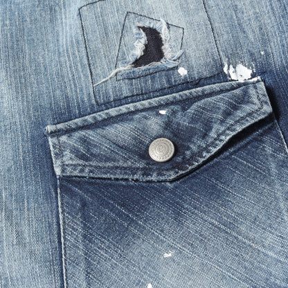 24SS ペイント ダメージ加工 オーバーサイズ デニム シャツ (OVER DENIM SHIRTS RC29-SH-001)