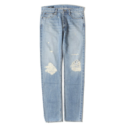 クラッシュ ダメージ加工 スリム ストレート デニム パンツ (NEW SLIM ５P DENIM 211317102) / ボタンフライ