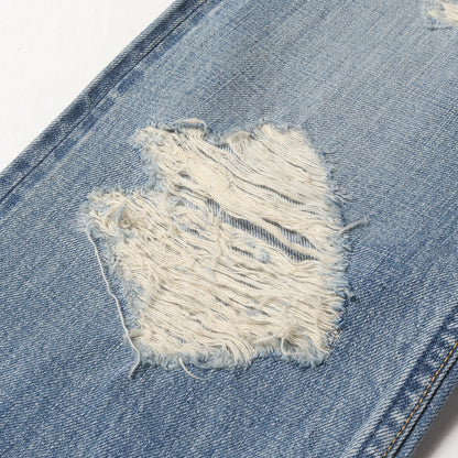 クラッシュ ダメージ加工 スリム ストレート デニム パンツ (NEW SLIM ５P DENIM 211317102) / ボタンフライ