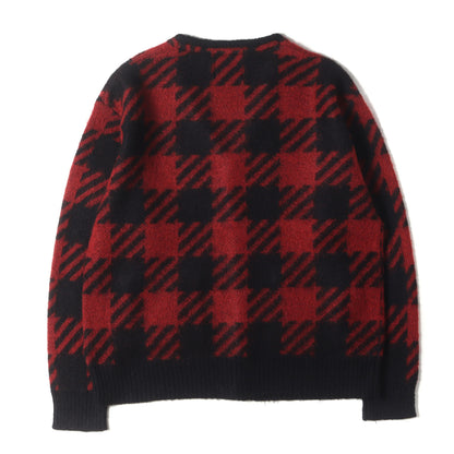 チェック モヘア混ウール Vネック カーディガン (BUFFALO CHECK MOHAIR KNIT CARDIGAN)