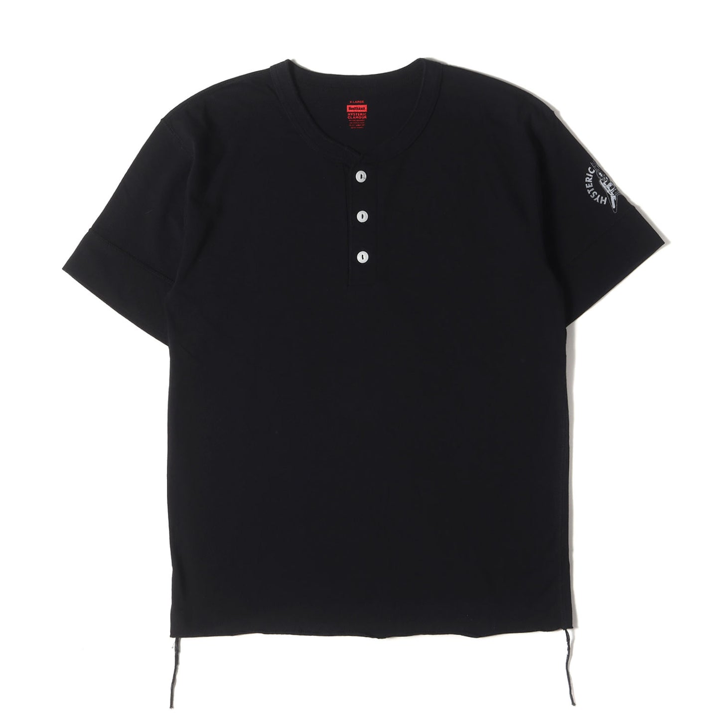 × Healthknit スリーブ ガール ロゴ ヘンリーネック Tシャツ (H2202M001HS) / MADE IN JAPAN