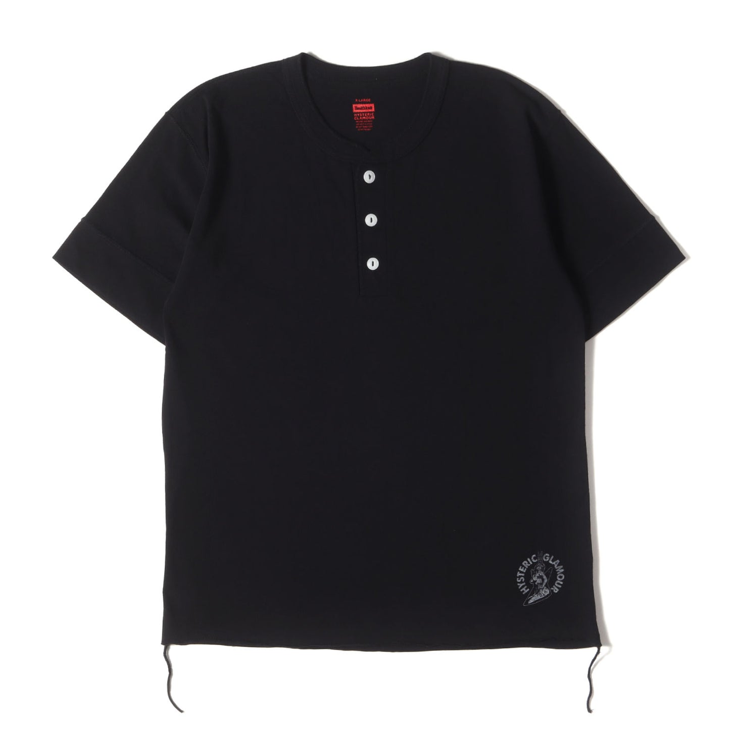 × Healthknit ヘム ガール ロゴ ヘンリーネック Tシャツ (H2202M001HS) / MADE IN JAPAN