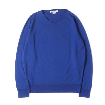 Vネック エクストラファインメリノウール ハイゲージ ニット / MADE IN ENGLAND