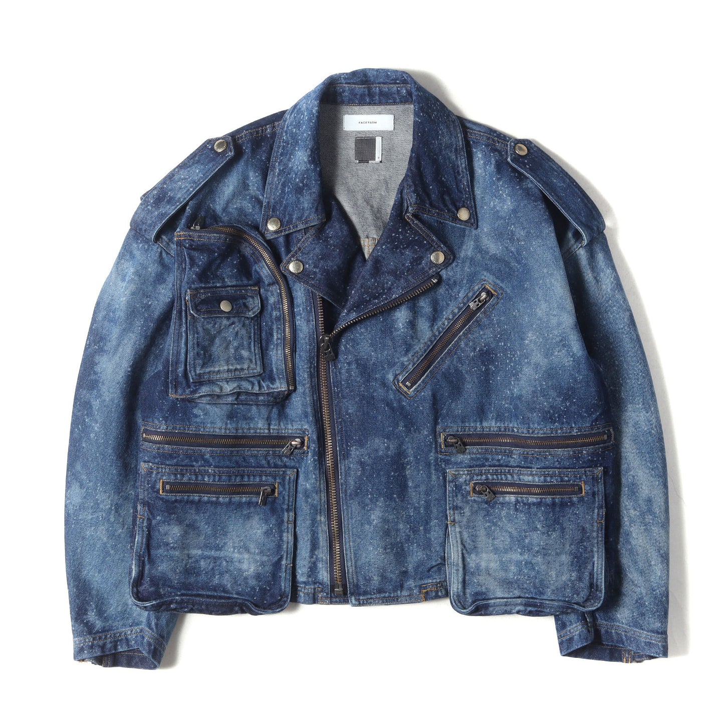 24AW ハイブリーチ加工 デニム ダブルブレスト ライダース ジャケット (GALAXY DENIM RIDERS JACKET KR-JK-M08)