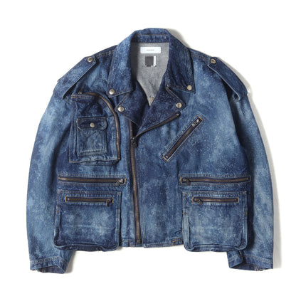 24AW ハイブリーチ加工 デニム ダブルブレスト ライダース ジャケット (GALAXY DENIM RIDERS JACKET KR-JK-M08)