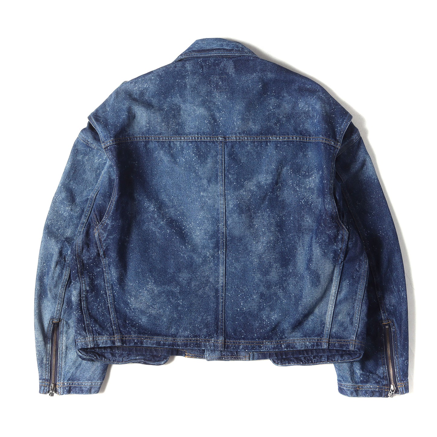 24AW ハイブリーチ加工 デニム ダブルブレスト ライダース ジャケット (GALAXY DENIM RIDERS JACKET KR-JK-M08)