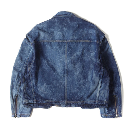 24AW ハイブリーチ加工 デニム ダブルブレスト ライダース ジャケット (GALAXY DENIM RIDERS JACKET KR-JK-M08)