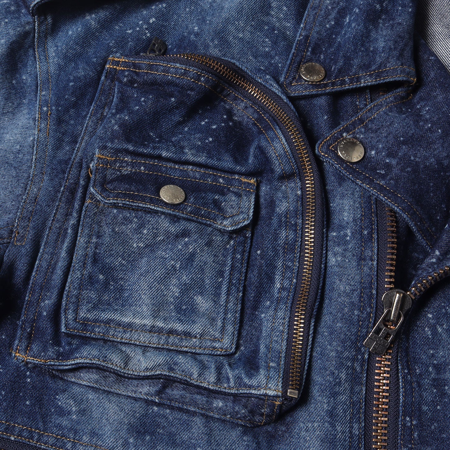 24AW ハイブリーチ加工 デニム ダブルブレスト ライダース ジャケット (GALAXY DENIM RIDERS JACKET KR-JK-M08)