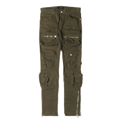 裾ジップ ストレッチ ピーチスキン カーゴ パンツ (TYPE-2 SLIM CARGO PANTS)