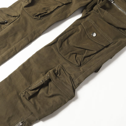 裾ジップ ストレッチ ピーチスキン カーゴ パンツ (TYPE-2 SLIM CARGO PANTS)