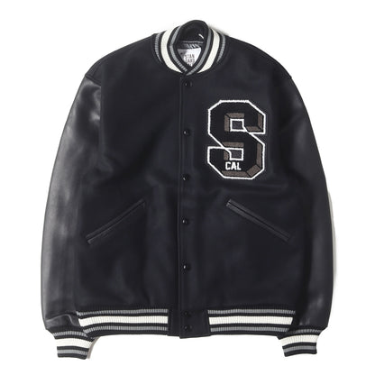 23AW ロゴ チェーン刺繍 レザースリーブ メルトン スタジャン (SD VARSITY JACKET)