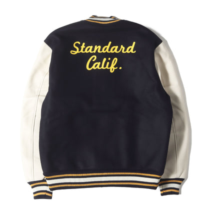 23AW ロゴ チェーン刺繍 レザースリーブ メルトン スタジャン (SD VARSITY JACKET)