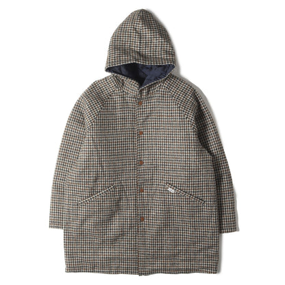 × HARRIS TWEED リバーシブル ウインドウペンチェック キルト フーデッド コート (SD HARRIS TWEED Reversible Hood Coat)