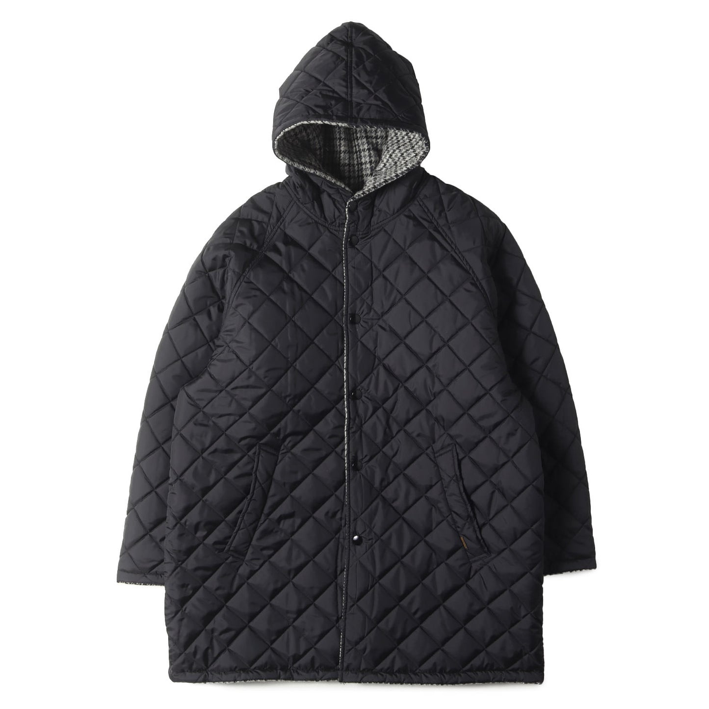 × HARRIS TWEED リバーシブル ウインドウペンチェック キルト フーデッド コート (SD HARRIS TWEED Reversible Hood Coat)