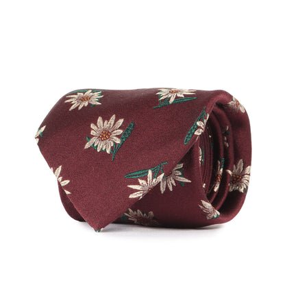 フラワー ジャガード 総柄 シルク ネクタイ (214764)