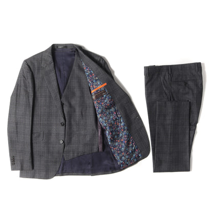 × DELFINO グレンチェック 3ピース スーツ セットアップ (CHECK 2B SUIT 273006 1716MSP ジレベスト 273006 790MSP) / SOHO FIT