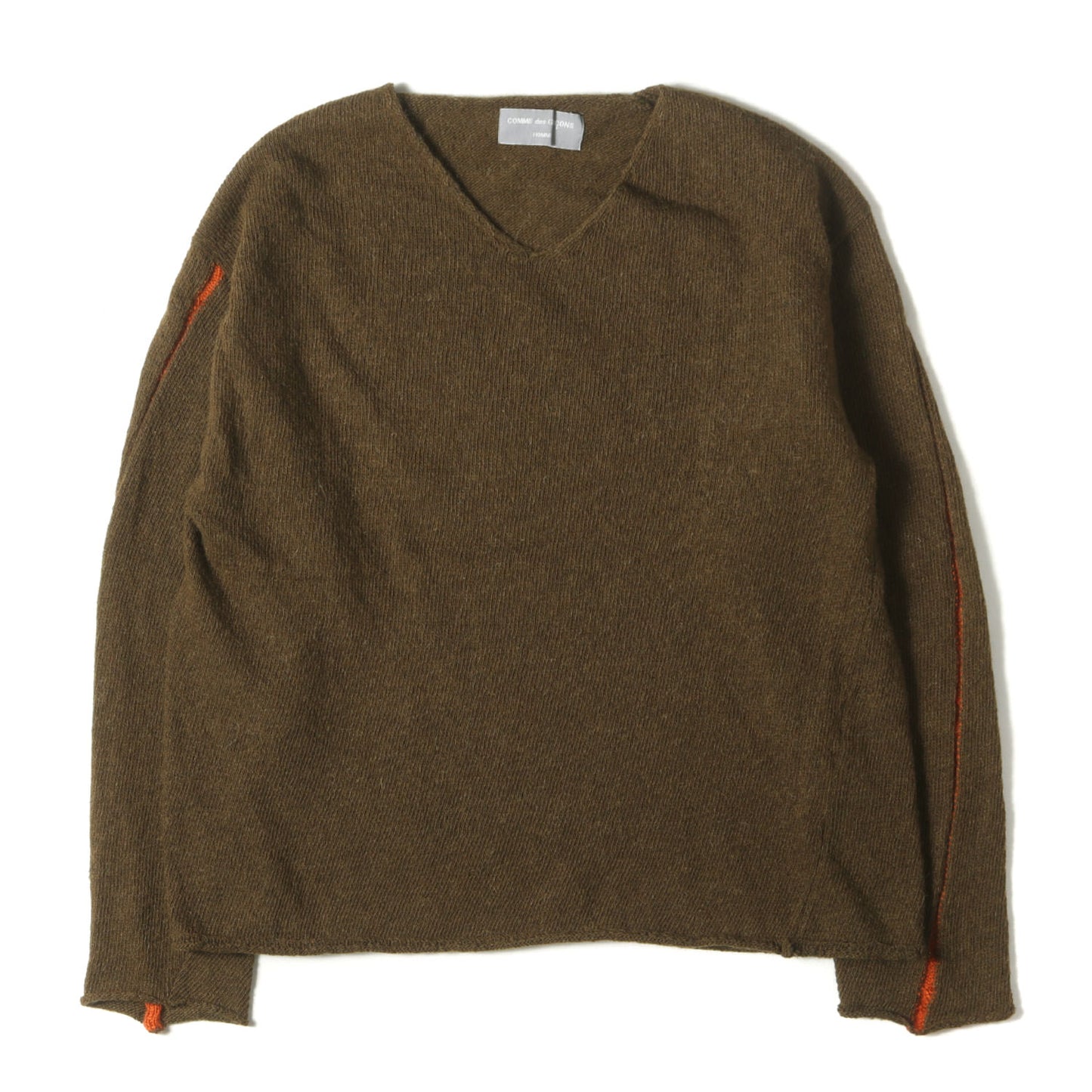 98AW 田中オム スリーブ 変型 切替 Vネック ウールナイロン ミドルゲージ ニット (HN-070240)