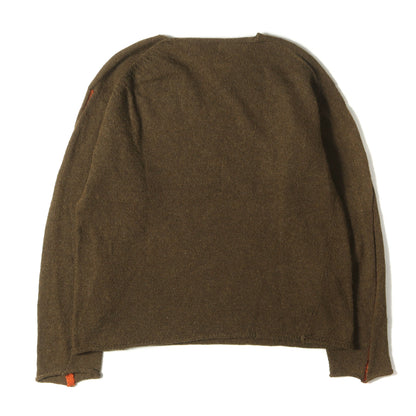 98AW 田中オム スリーブ 変型 切替 Vネック ウールナイロン ミドルゲージ ニット (HN-070240)