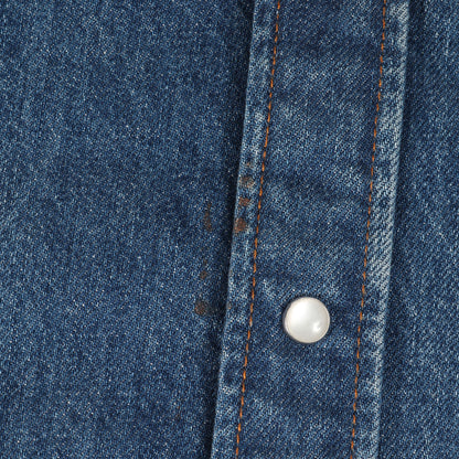 24SS モヘヤニット カスタム オーガニック デニムシャツ(Blue Organic Denim Shirt with Mohair Patches)