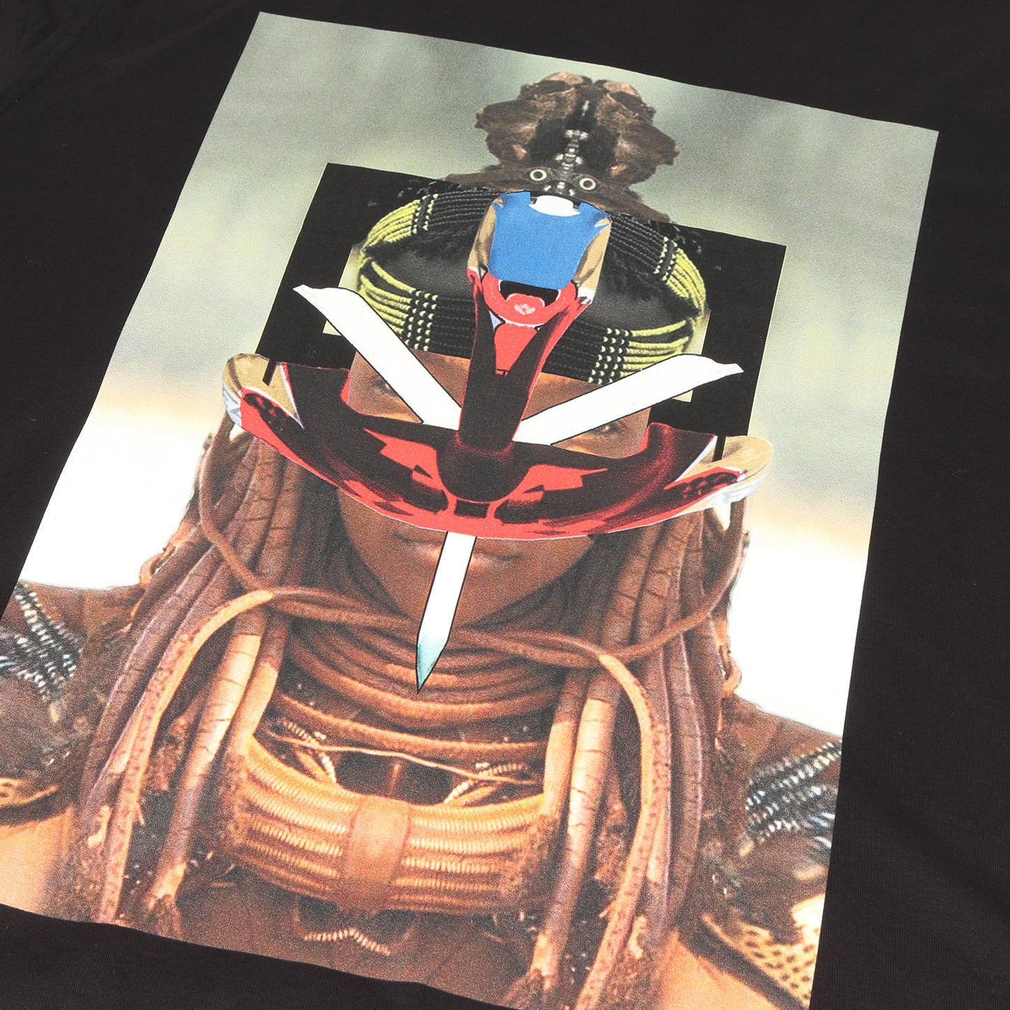 コラージュ グラフィック Tシャツ (African Tribal Warrior T-Shirt 14J 7597651)