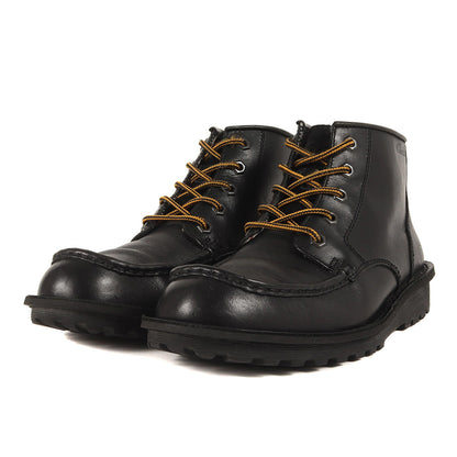 チェックウール ライニング レザー ブーツ