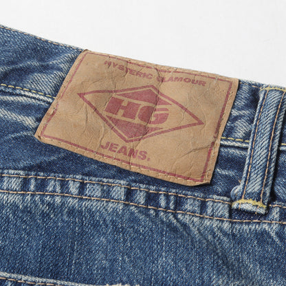 00s 小窓デニム リペア加工 スタッズ ストレート デニム パンツ (4AP-2102) / HG