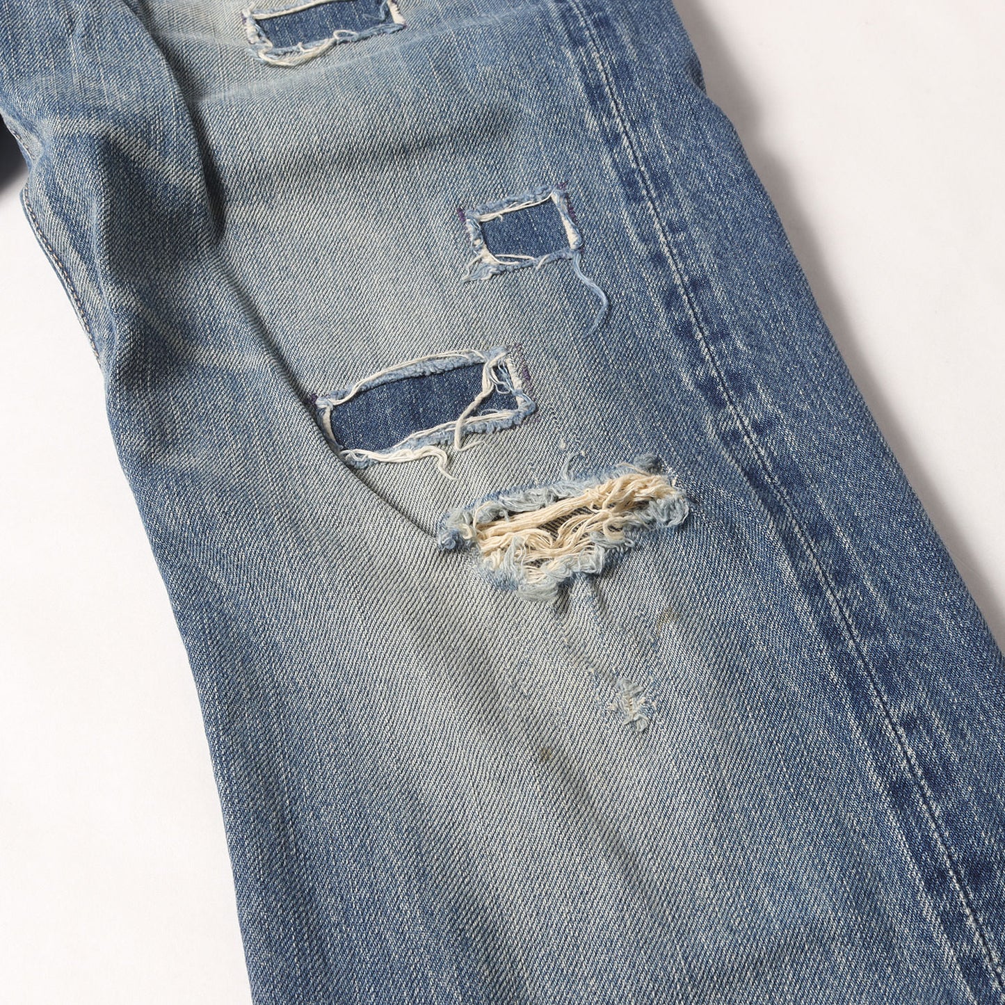 00s 小窓デニム リペア加工 スタッズ ストレート デニム パンツ (4AP-2102) / HG