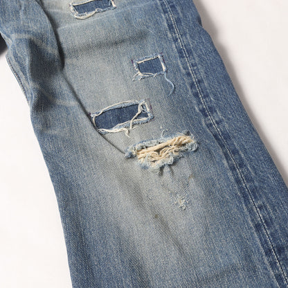 00s 小窓デニム リペア加工 スタッズ ストレート デニム パンツ (4AP-2102) / HG