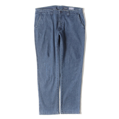 インディゴ染め ストレッチ コットン 刺し子 スラックス パンツ / INDIGO DYE