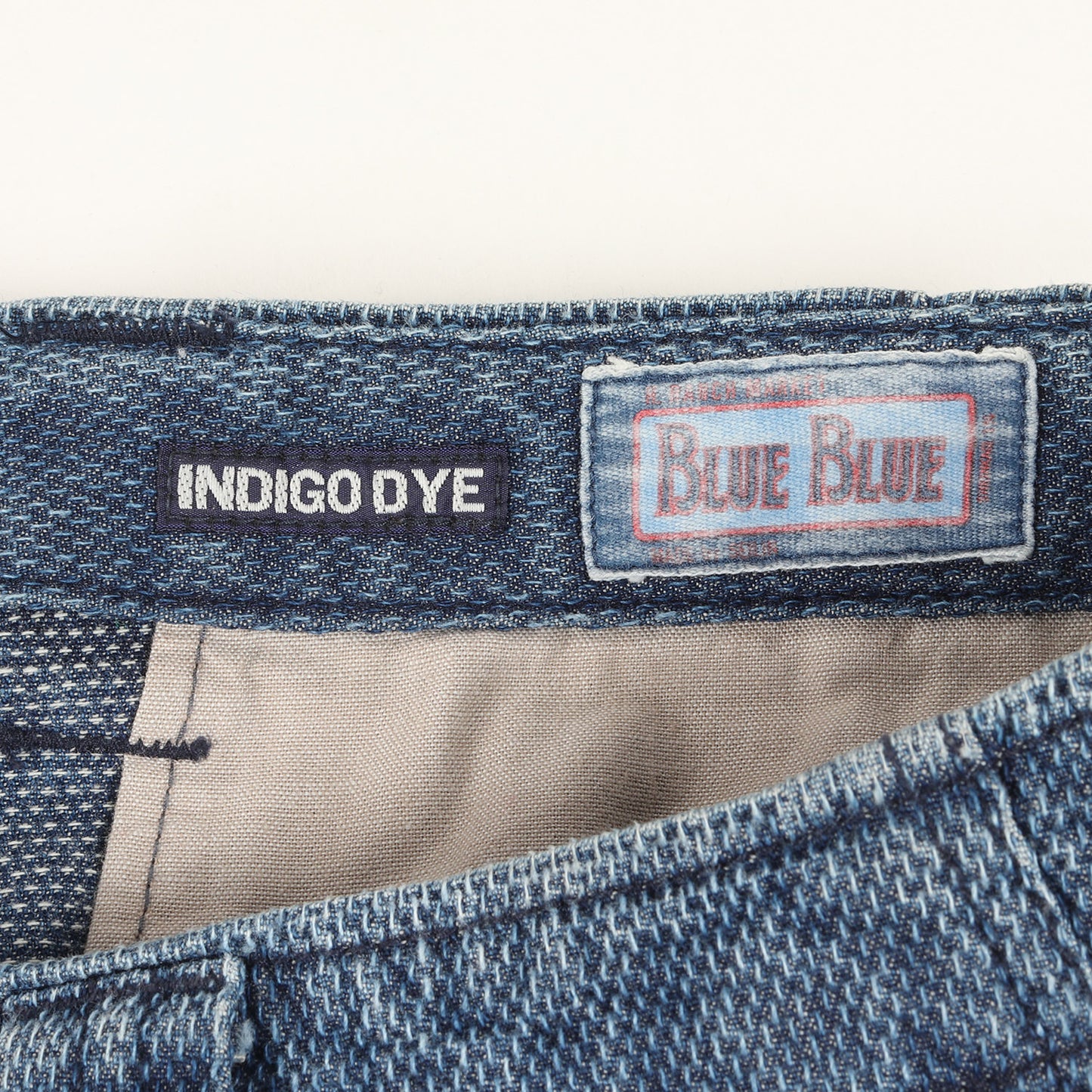インディゴ染め ストレッチ コットン 刺し子 スラックス パンツ / INDIGO DYE