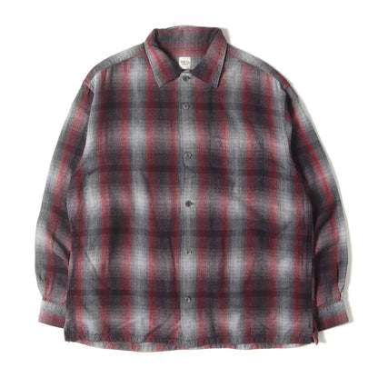 23AW ヴィンテージ加工 オンブレチェック レーヨンシャツ (Brushed Ombre Open Collar Shirt)