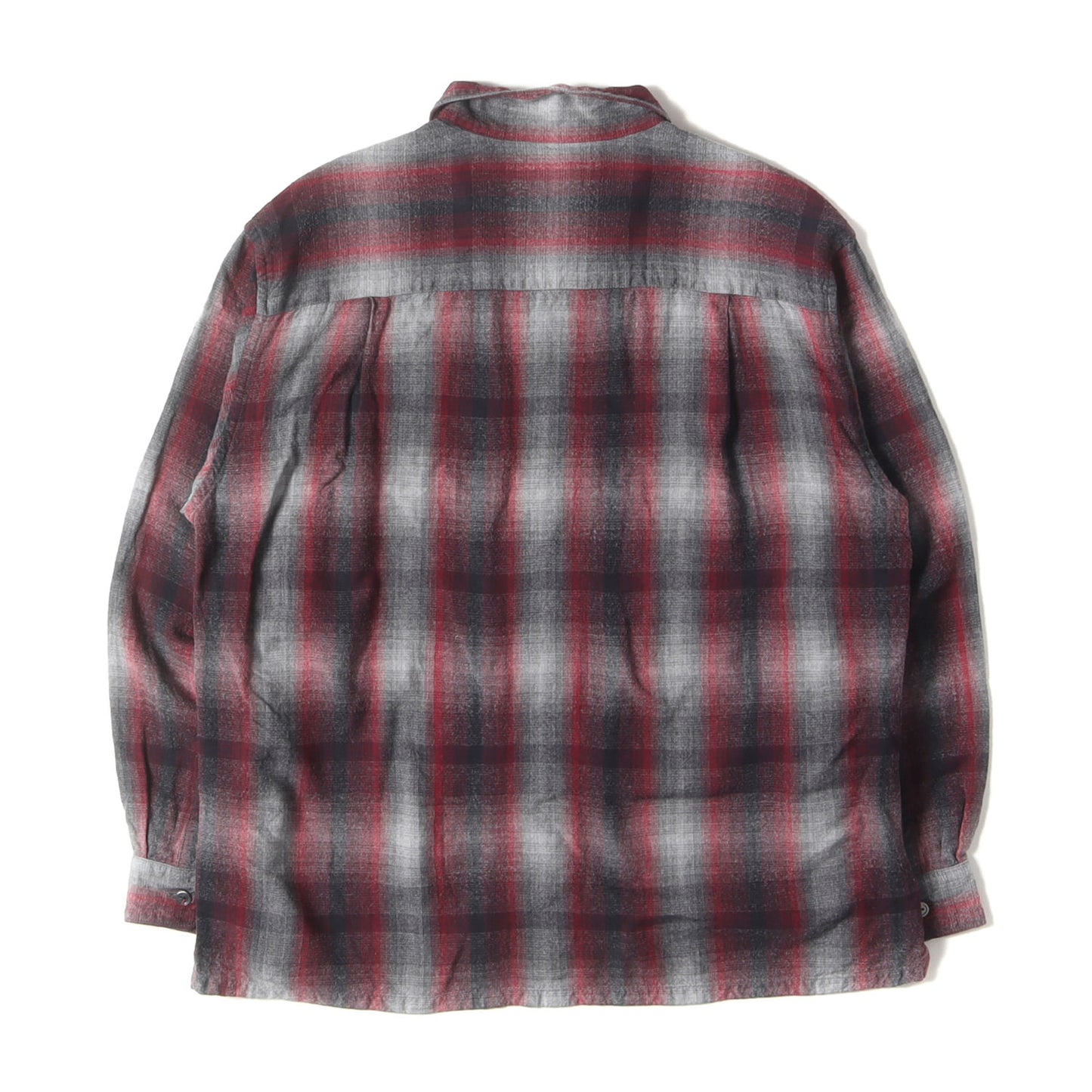 23AW ヴィンテージ加工 オンブレチェック レーヨンシャツ (Brushed Ombre Open Collar Shirt)