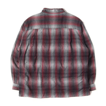 23AW ヴィンテージ加工 オンブレチェック レーヨンシャツ (Brushed Ombre Open Collar Shirt)